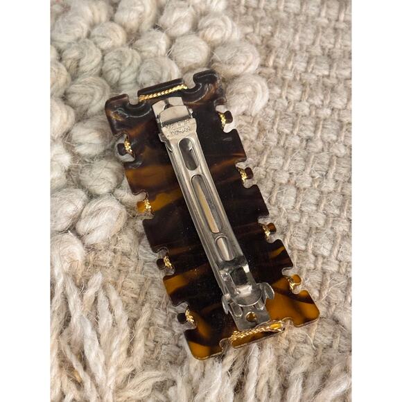 VTG Faux Tortoise Shell Barrette 3.25" Stay Tight Hair Clip Y2K wrapped 80s - Picture 3 of 6